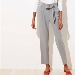 Loft Paperbag-waist light gray pants